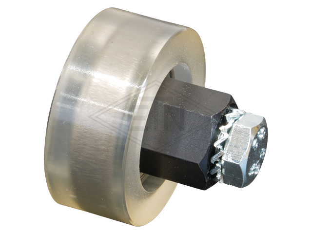 Carrier rol ø 40/10 x 17 mm, snap ring as SW17/M8, lock ring zeskant bouten M8 x 10 mm