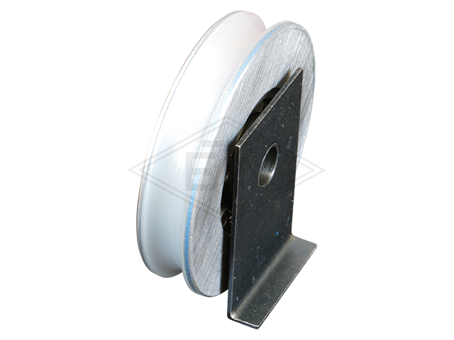 Deurrol VSL ø 59,6/52/8,5 x 13mm, VU 96° Shore A / steel-core, as centrisch ø 8,5 mm, incl. retaining beugel met 1 chamfer