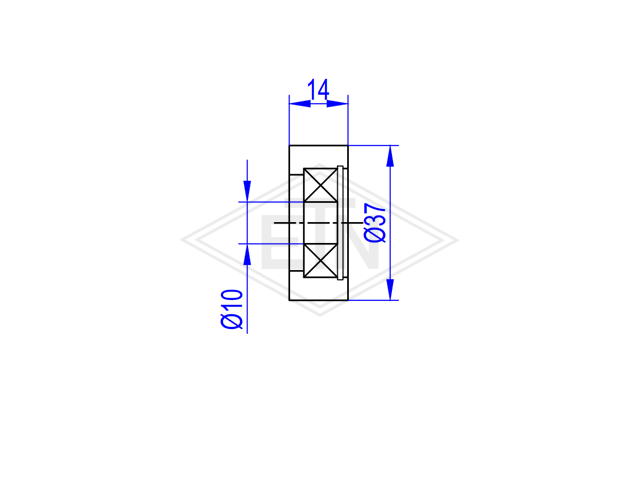 Carrier rol ø 37/10 x 14 mm, ETN ® --XS, fits voor Autur-doors