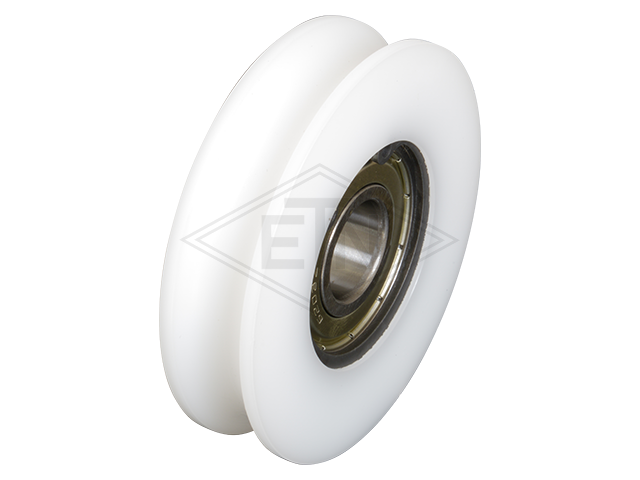Deurrol POM ø 74/63,5/17 x 18 mm, rond groef R 6,5, snap ring zonder as en montage materiaal