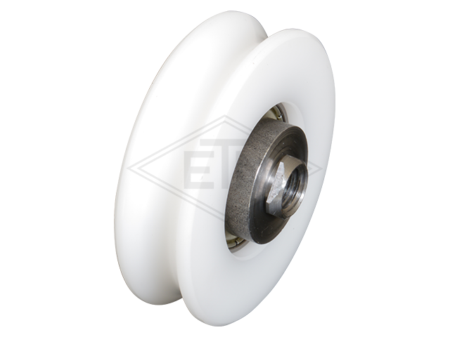 Deurrol POM ø 50/43/M8 x 14 mm, rond moer as centrical, M8 binnen schroefdraad