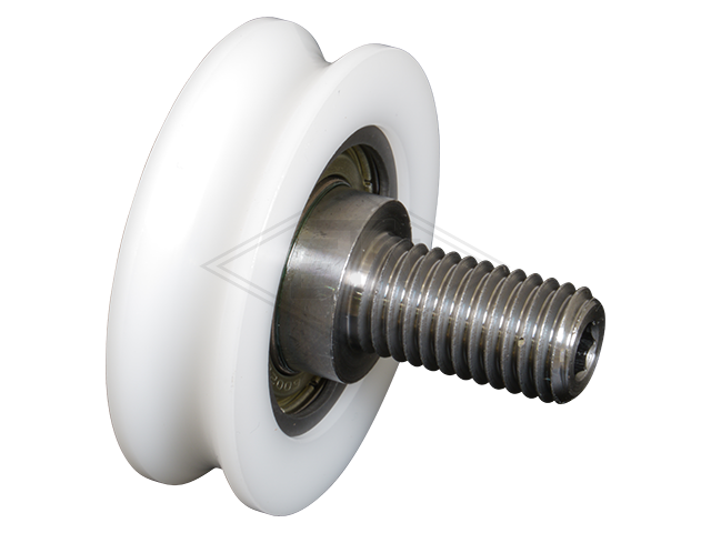 Deurrol PA6 ø 48/42/M12 x 14 mm, as centrisch M12 x 23 buiten schroefdraad