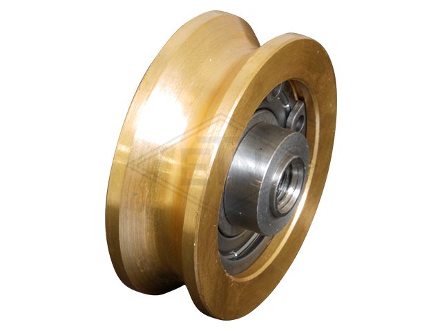 Deurrol messing ø 46/38/M8 x 16 mm, rond groef R4 mm, exle centrisch M8 binnen schroefdraad