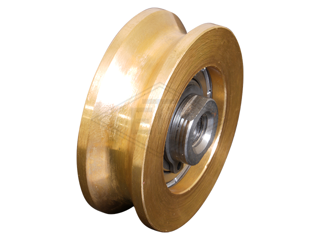 Deurrol messing ø 46/38/M8 x 16 mm, rond groef R4 mm, exle centrisch M8 binnen schroefdraad