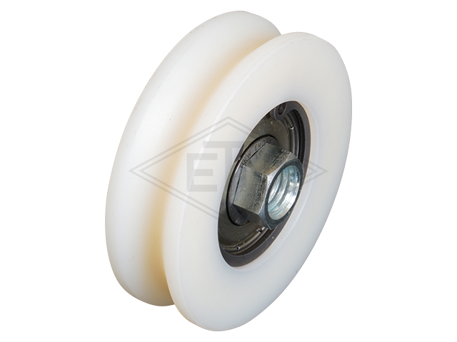 Deurrol PA6G ø 56/48,5/M10 x 16 mm, centrisch as M10 binnen schroefdraad verzinkt voor high loads