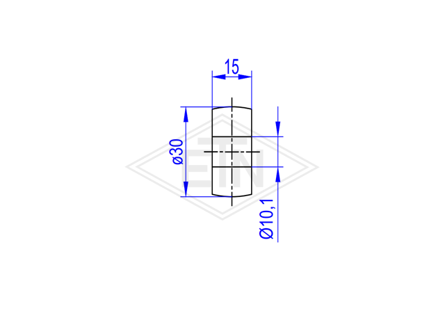 Staafrol PA6 ø 30/10 x 15 mm, surface R35