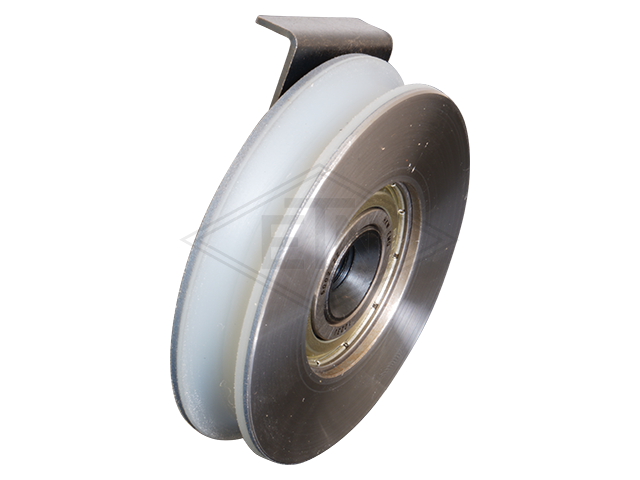 Deurrol VSL ø 59,6/52/M8 x 13 mm VU 96° Shore A / staal kern as centrisch M8 binnen schroefdraad incl. retaining beugel met 1 chamfer