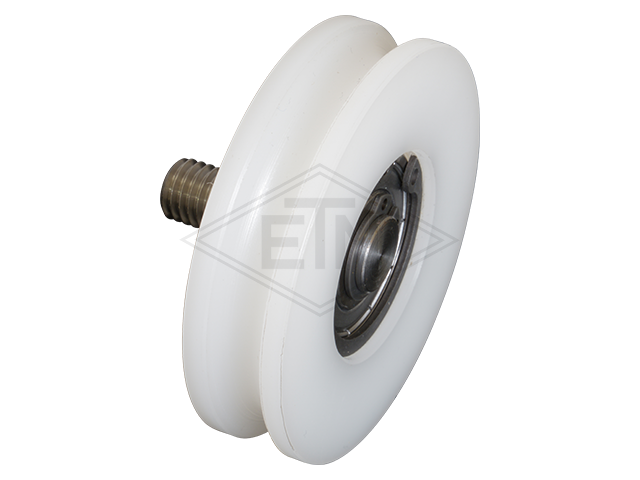 Deurrol PA6G nature ø 65/55/12 x 16 mm, rond moer centrisch as met buiten schroefdraad M10, voor high loads (heavy deuren)