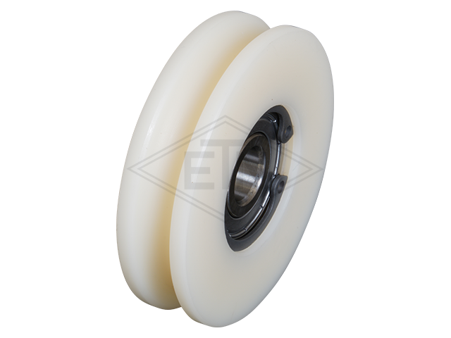 Deurrol PA6G nature ø 65/55/12 x 16 mm, rond moer centrisch as met buiten schroefdraad M10, voor high loads (heavy deuren)