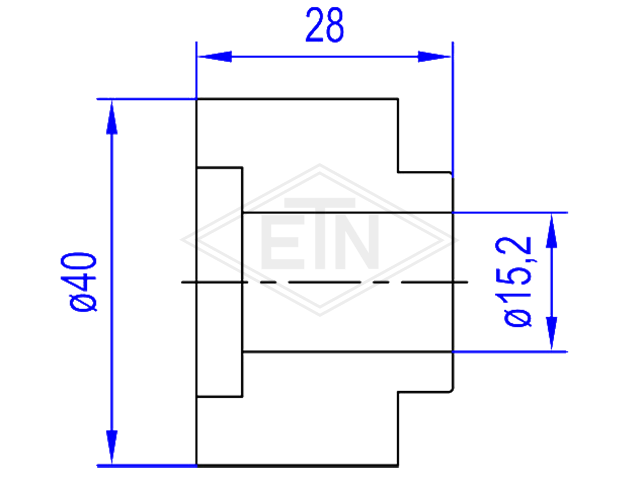 Rol voor deur lock switch PA6, ø 40/24/15,2 x 28/22 mm, met sunk ø 25 x 5 mm