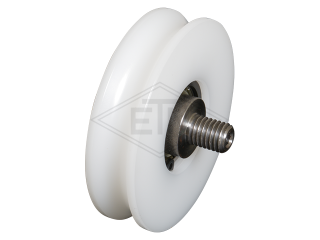 Deurrol PA6G ø 70/61,5/M10 x 17 mm, centrisch as met buiten schroefdraad M10