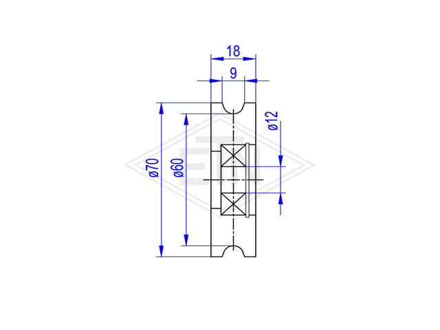Deurrol POM ø 70/60/12 x 18 mm