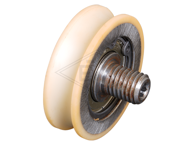 Deurrol VSL ø 48/42/M12 x 14 mm VU 96° Shore A, staal kern as centrisch M12 buiten schroefdraad