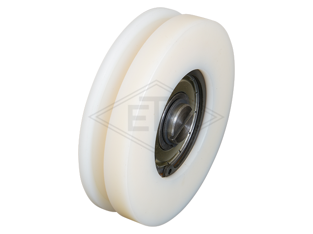 Deurrol PA6G ø 88/80/M10 x 22 mm, rechthoekig groef centrisch as M10 buiten schroefdraad