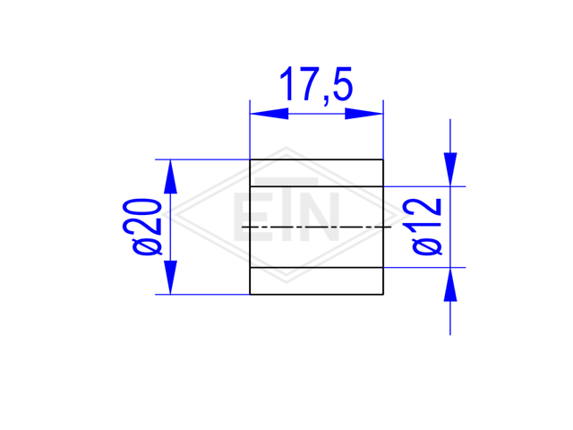 Staafrol PA6 ø 20/12 x 17,5 mm, zonder lager