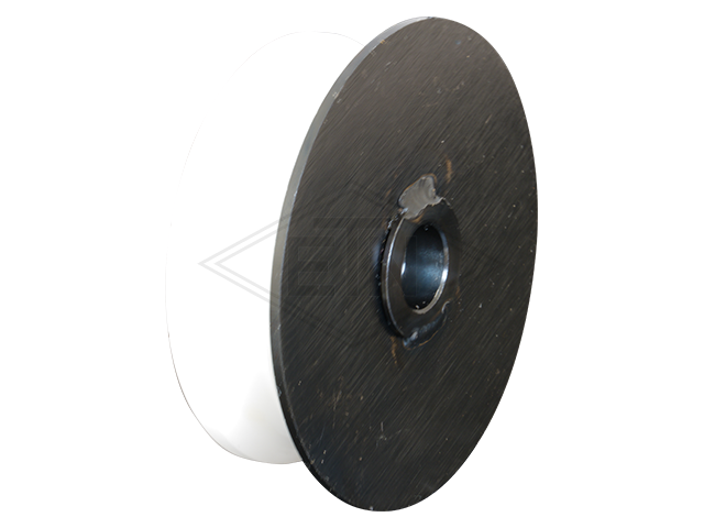 Deurrol POM ø 57/50/M10 x 17 mm, incl. as M10 binnen schroefdraad retaining plaat ø 64 mm en montage materiaal