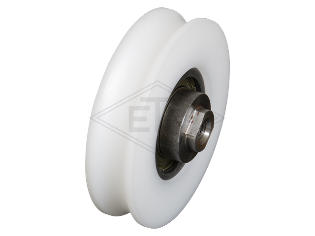 Deurrol POM ø 60/55/M6 x 14 mm, as centrisch M6 binnen schroefdraad