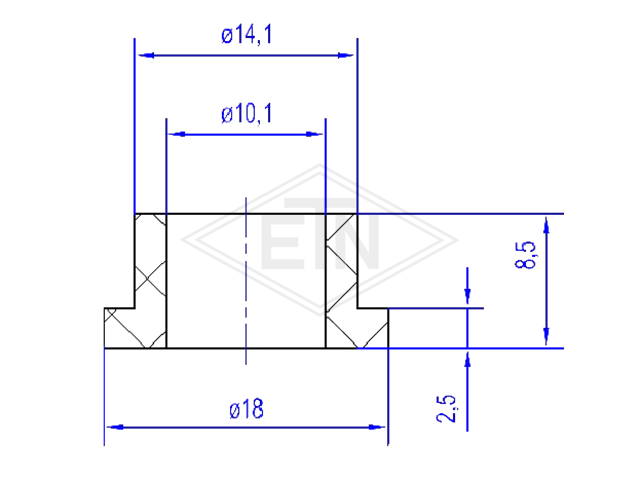 Bar-bearing-sleeve PA6 ø 18/14,1/10,1 x 8,5 mm
