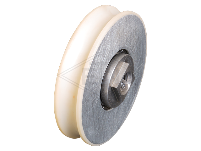 Deurrol VAL ø 70/63,5/M10 x 15 mm, rond groef R6, aluminium kern centrisch as M10 binnen schroefdraad