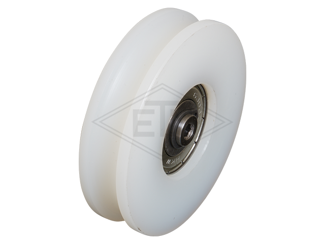 Deurrol PA6 ø 68/60/10 x 17 mm, 1 x lager 6300 ZZ, snap ring met knurled as ø 16/10/M10 x 31 mm