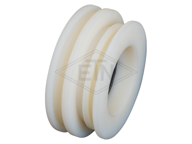 Deurrol PA6G ø 88/80/M10 x 34 mm, rechthoekig groef groef voor chain, centrisch as M10 buiten schroefdraad (art. 456942)
