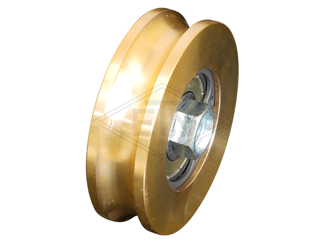 Deurrol messing ø 56/49,75/M10 x 16 mm, centrisch as M10 binnen schroefdraad voor heavy loads