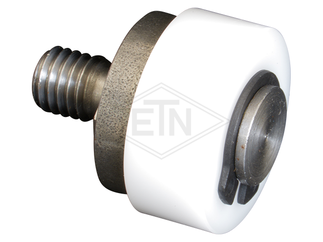 Tegenrol POM ø 25/M8 x 10 mm, as M8 buiten schroefdraad