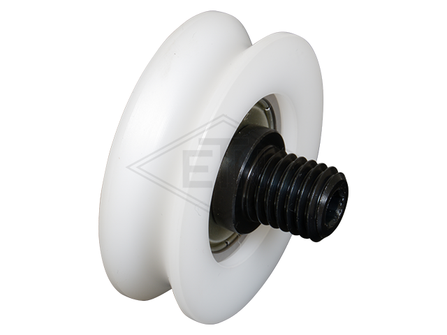 Deurrol POM ø 47/39/M12 x 14 mm, centrisch as M12 buiten schroefdraad