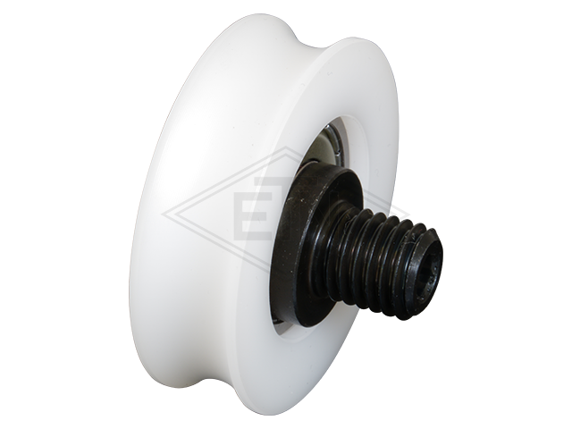 Tegenrol POM ø 47/42/M12 x 14 mm, excentric as M12 buiten schroefdraad