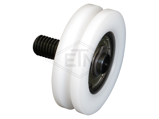 Kabelrol POM ø 50/44/M10 x 14 mm, as centrisch M10 buiten schroefdraad